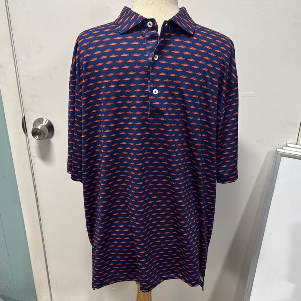 Turtleson Men's Navy and Orange Polo Shirt